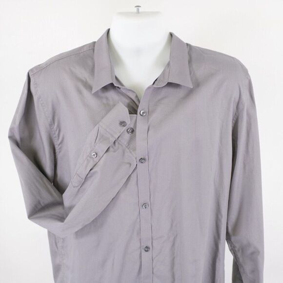 Structure‎ Gray Striped Slim Fit XL Collared Dress Shirt Long Sleeve - Picture 1 of 9
